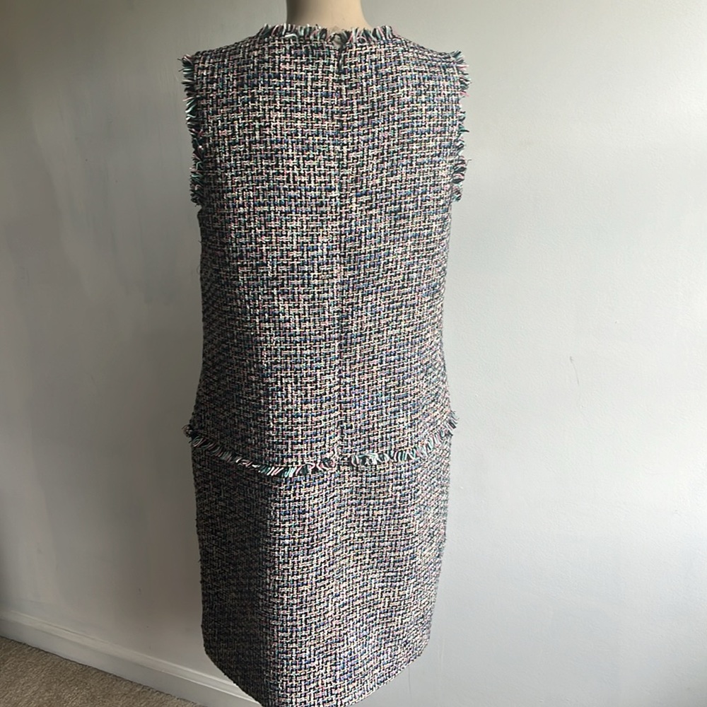 J. Crew Black and White Tweed Sleeveless Shift Dress - Picture 7 of 9